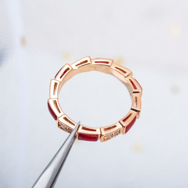 Toxse Serpenti Ring Pink Gold Carnelian Diamond 3Mm - Image 7