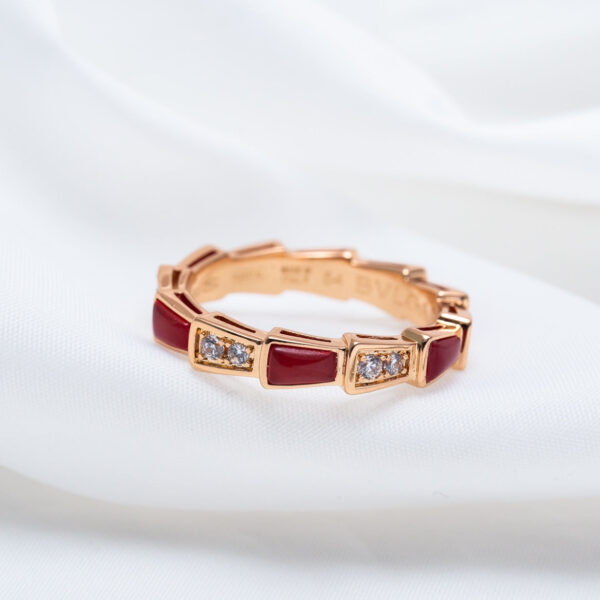 Toxse Serpenti Ring Pink Gold Carnelian Diamond 3Mm - Image 8
