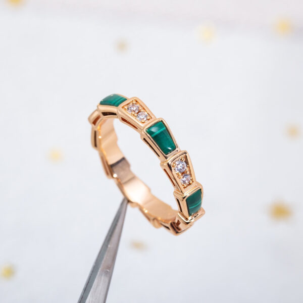 Toxse Serpenti Ring Pink Gold Malachite Diamond 3Mm - Image 2