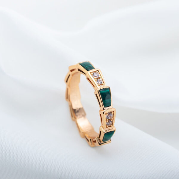 Toxse Serpenti Ring Pink Gold Malachite Diamond 3Mm - Image 3