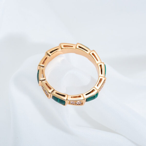 Toxse Serpenti Ring Pink Gold Malachite Diamond 3Mm - Image 4