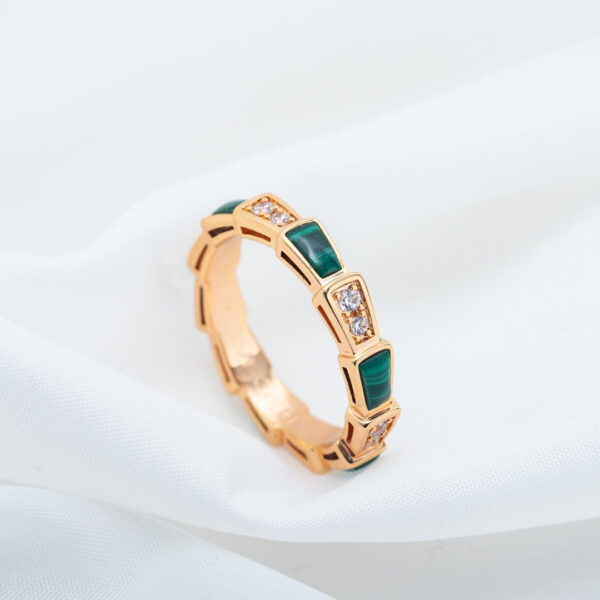 Toxse Serpenti Ring Pink Gold Malachite Diamond 3Mm - Image 5