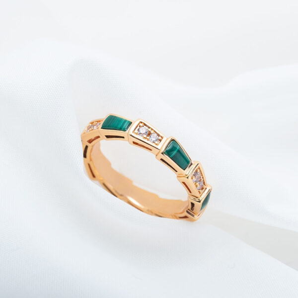 Toxse Serpenti Ring Pink Gold Malachite Diamond 3Mm - Image 6