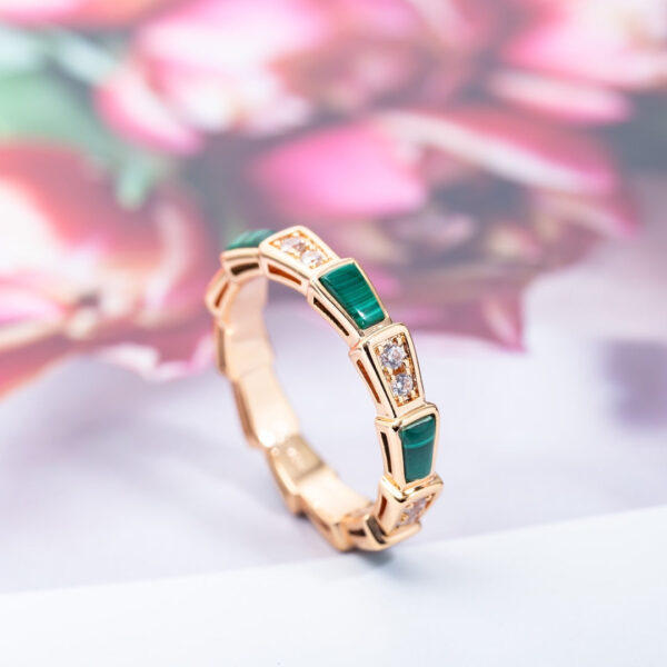 Toxse Serpenti Ring Pink Gold Malachite Diamond 3Mm - Image 8