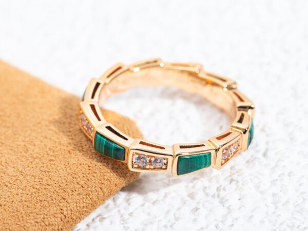 Toxse Serpenti Ring Pink Gold Malachite Diamond 3Mm - Image 9