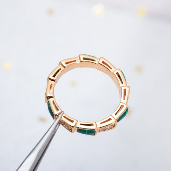 Toxse Serpenti Ring Pink Gold Malachite Diamond 3Mm - Image 10