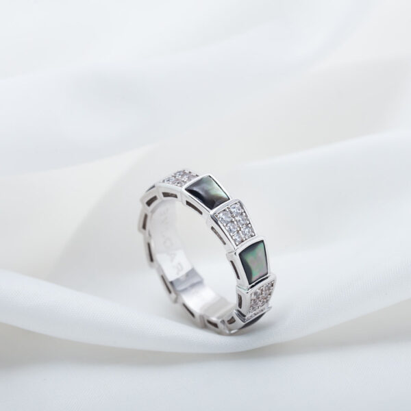 Toxse Serpenti Ring Silver Diamond Black Mop 4Mm - Image 3
