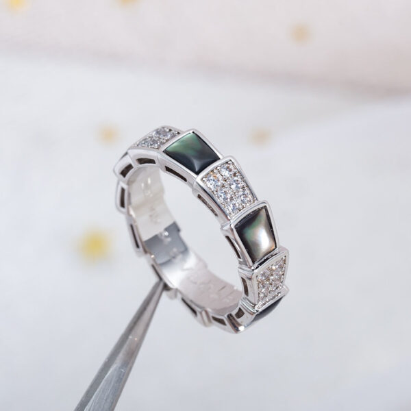 Toxse Serpenti Ring Silver Diamond Black Mop 4Mm - Image 2