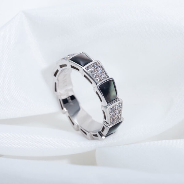 Toxse Serpenti Ring Silver Diamond Black Mop 4Mm - Image 4