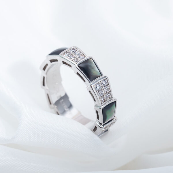 Toxse Serpenti Ring Silver Diamond Black Mop 4Mm - Image 5