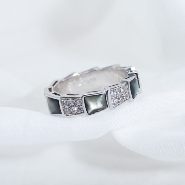 Toxse Serpenti Ring Silver Diamond Black Mop 4Mm - Image 6