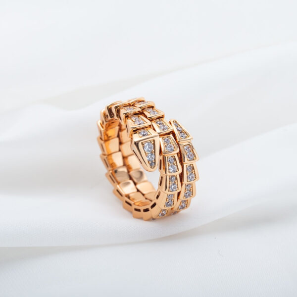 Toxse Serpenti Ring Pink Gold Diamond Double Row - Image 3