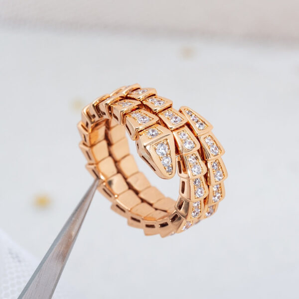 Toxse Serpenti Ring Pink Gold Diamond Double Row - Image 2