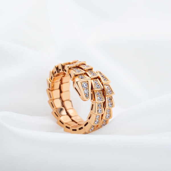 Toxse Serpenti Ring Pink Gold Diamond Double Row - Image 4