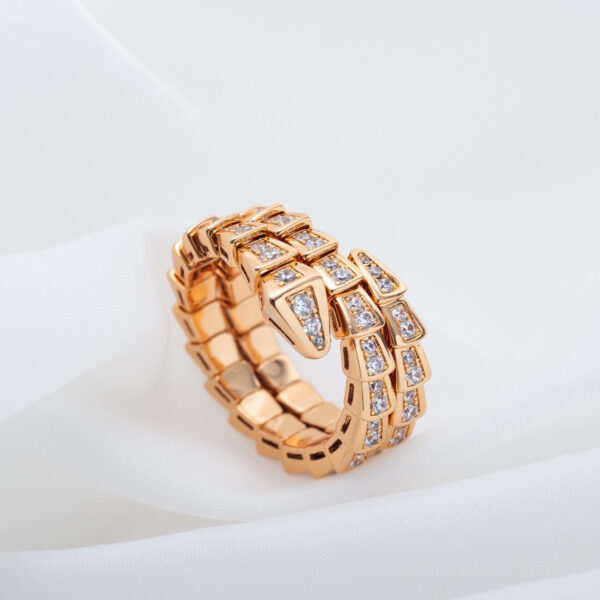 Toxse Serpenti Ring Pink Gold Diamond Double Row - Image 6