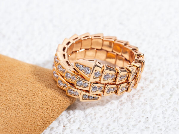 Toxse Serpenti Ring Pink Gold Diamond Double Row - Image 7