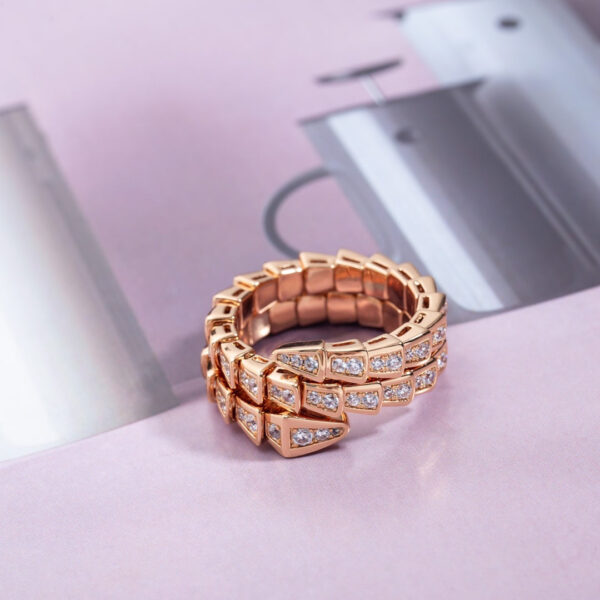 Toxse Serpenti Ring Pink Gold Diamond Double Row - Image 8