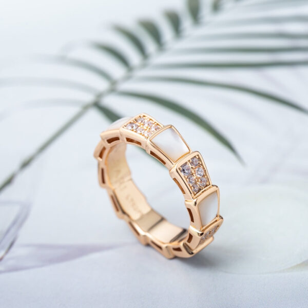 Toxse Serpenti Ring Pink Gold Mop Diamond Paved 4Mm - Image 6