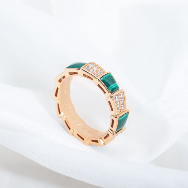 Toxse Serpenti Ring Pink Gold Malachite Diamond Paved 4Mm - Image 4