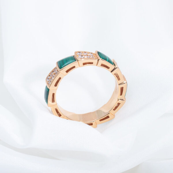 Toxse Serpenti Ring Pink Gold Malachite Diamond Paved 4Mm - Image 6