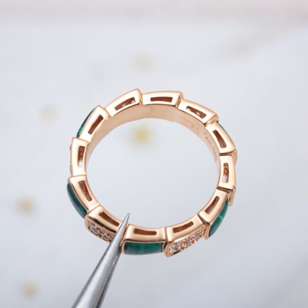 Toxse Serpenti Ring Pink Gold Malachite Diamond Paved 4Mm - Image 10
