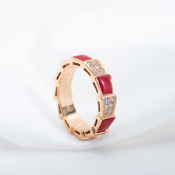 Toxse Serpenti Ring Pink Gold Carnelian Diamond Paved 4Mm - Image 3
