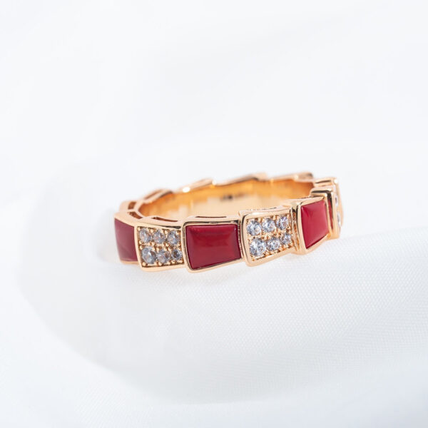 Toxse Serpenti Ring Pink Gold Carnelian Diamond Paved 4Mm - Image 4