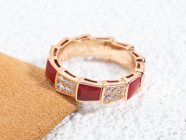 Toxse Serpenti Ring Pink Gold Carnelian Diamond Paved 4Mm - Image 5