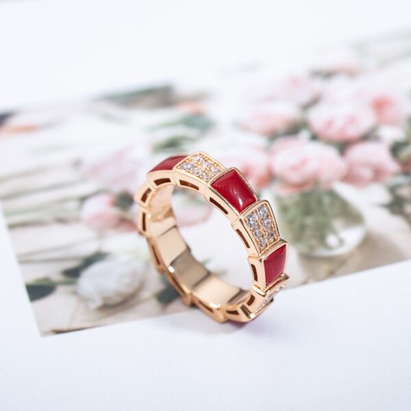 Toxse Serpenti Ring Pink Gold Carnelian Diamond Paved 4Mm - Image 6