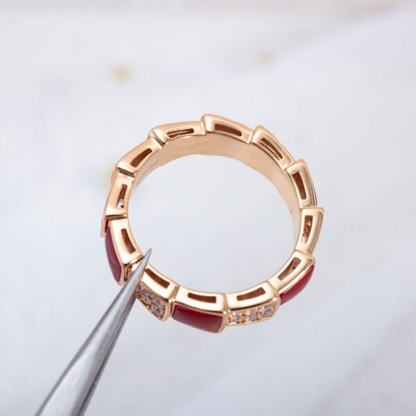 Toxse Serpenti Ring Pink Gold Carnelian Diamond Paved 4Mm - Image 7