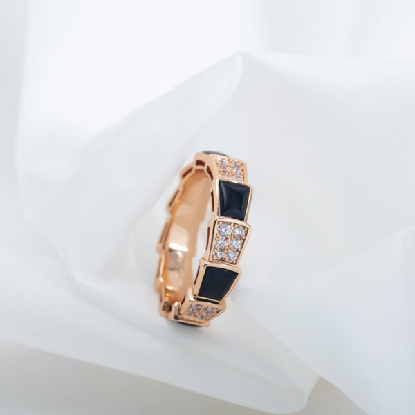 Toxse Serpenti Ring Pink Gold Black Mop Diamond Paved 4Mm - Image 3