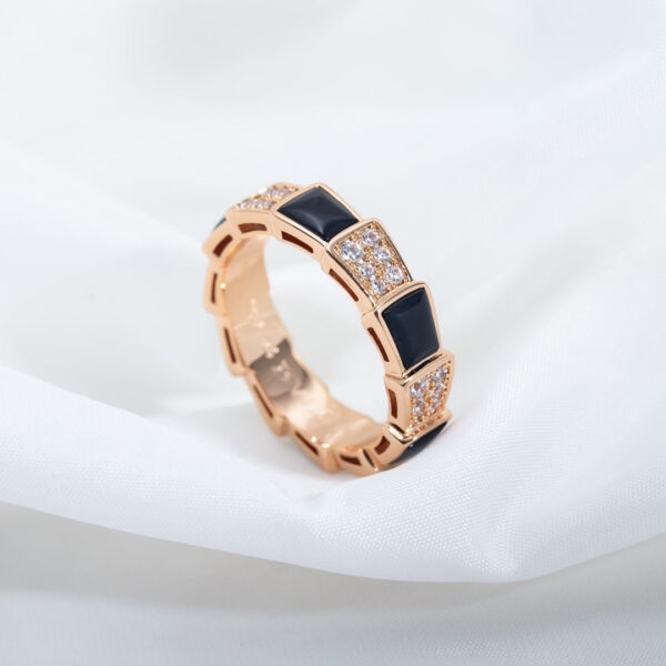 Toxse Serpenti Ring Pink Gold Black Mop Diamond Paved 4Mm - Image 4