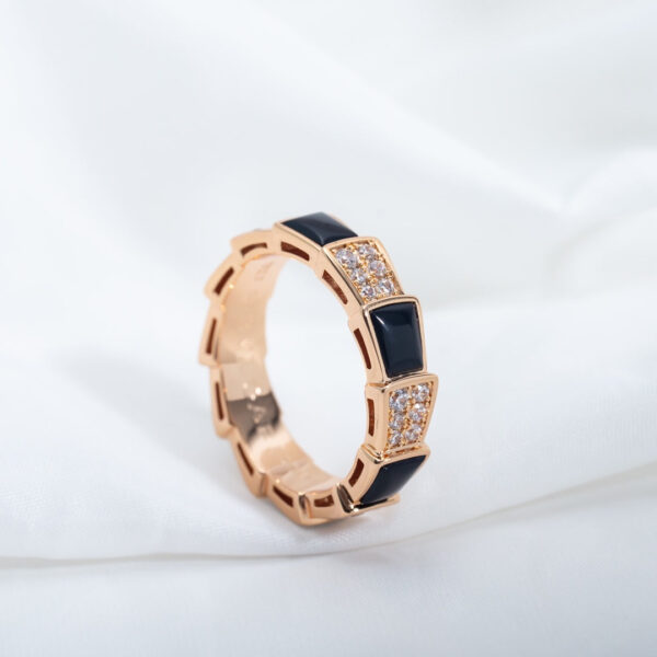 Toxse Serpenti Ring Pink Gold Black Mop Diamond Paved 4Mm - Image 2