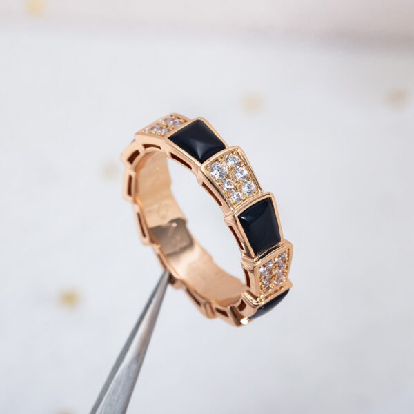 Toxse Serpenti Ring Pink Gold Black Mop Diamond Paved 4Mm - Image 5