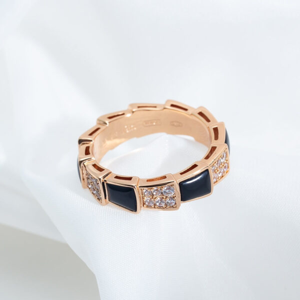 Toxse Serpenti Ring Pink Gold Black Mop Diamond Paved 4Mm - Image 6