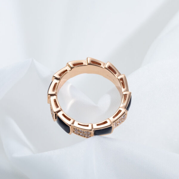 Toxse Serpenti Ring Pink Gold Black Mop Diamond Paved 4Mm - Image 7