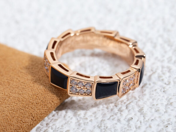 Toxse Serpenti Ring Pink Gold Black Mop Diamond Paved 4Mm - Image 8