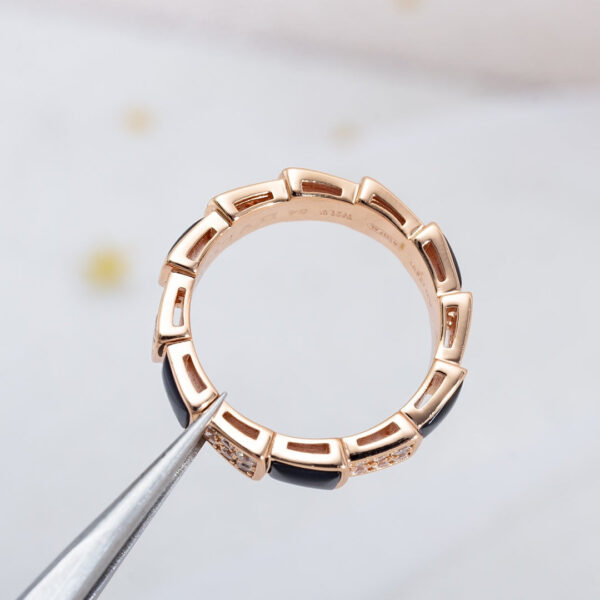 Toxse Serpenti Ring Pink Gold Black Mop Diamond Paved 4Mm - Image 10