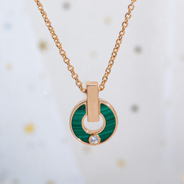 Toxse Gari Necklace Pink Gold Malachite - Image 2