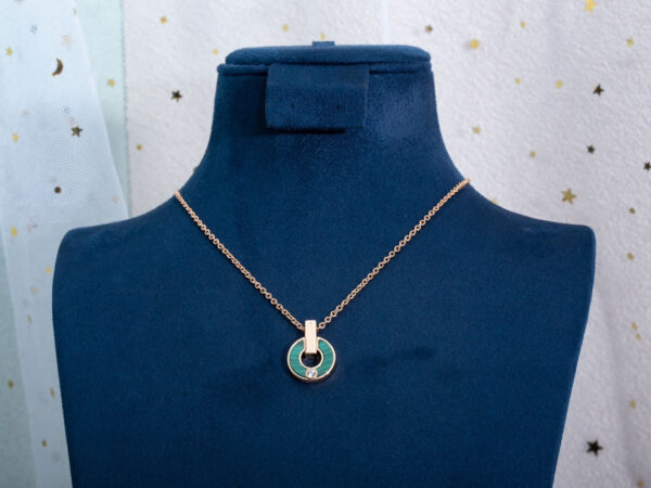 Toxse Gari Necklace Pink Gold Malachite - Image 3