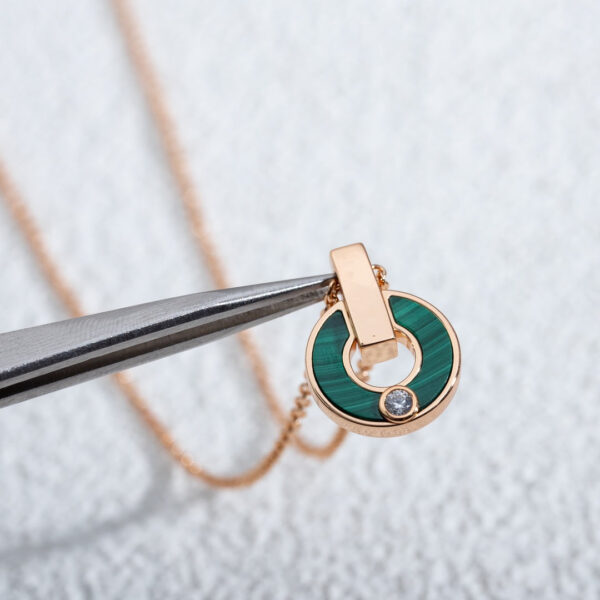 Toxse Gari Necklace Pink Gold Malachite - Image 5