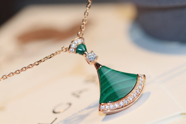Toxse Dream Necklace Malachite Pink Gold Diamond Pendant - Image 3