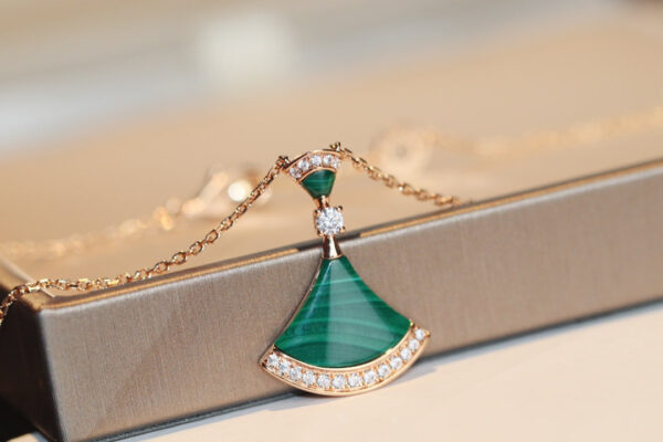 Toxse Dream Necklace Malachite Pink Gold Diamond Pendant - Image 4