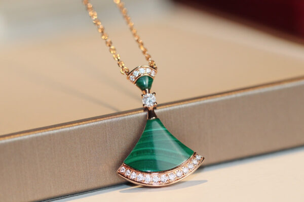 Toxse Dream Necklace Malachite Pink Gold Diamond Pendant - Image 5