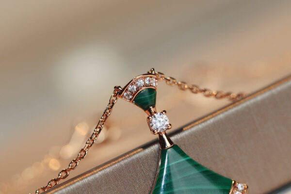 Toxse Dream Necklace Malachite Pink Gold Diamond Pendant - Image 6