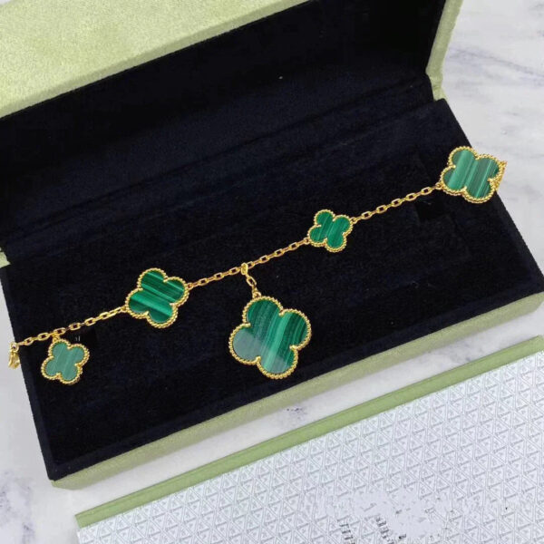 Toxse Magic Clover Malachite Pink Gold Bracelet 5 Motifs - Image 3