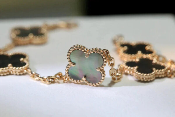 Toxse Clover Black Mop Pink Gold Bracelet 5 Motifs - Image 5