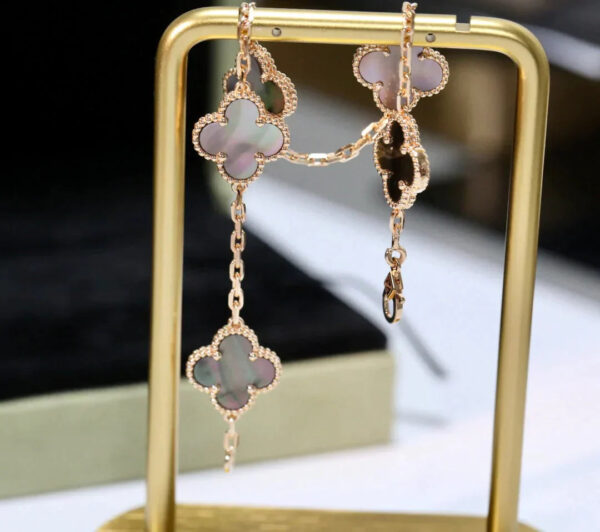 Toxse Clover Black Mop Pink Gold Bracelet 5 Motifs - Image 9