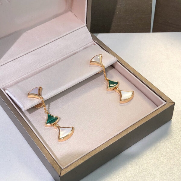 Toxse Dream Earrings 3 Motifs Malachite Mop Pink Gold - Image 3