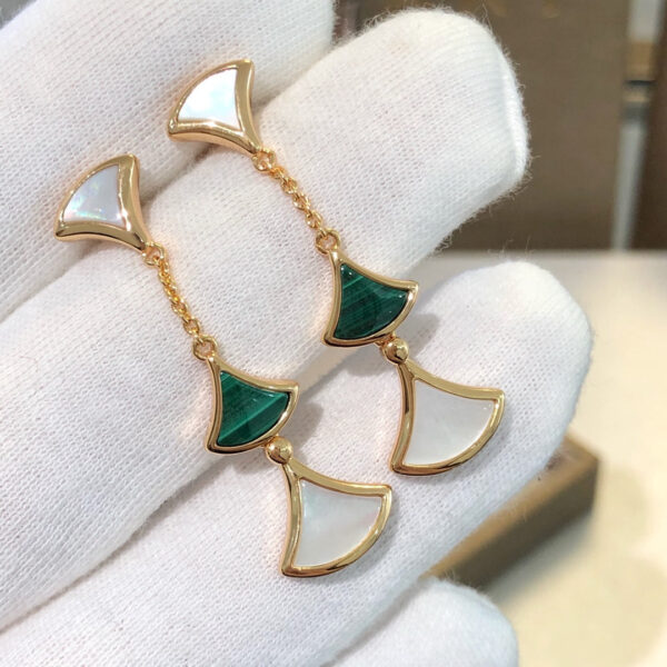 Toxse Dream Earrings 3 Motifs Malachite Mop Pink Gold - Image 2